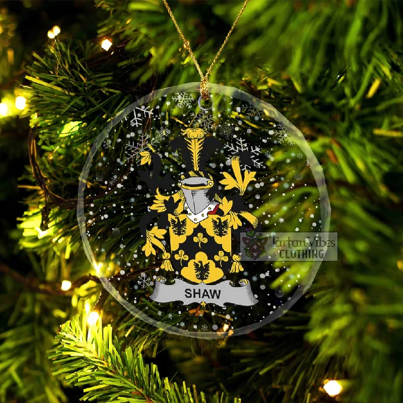 Shaw Irish Clan Christmas Glass Ornament with Coat of Arms Square Neck One-Shoulder Off-the-Shoulder
