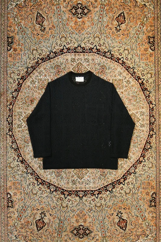 Song for the Mute LACE CREW NECK PULLOVER(BLACK) Leg Sleeve Comfort