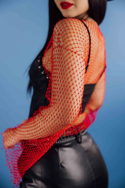 Rhinestone Mesh Crop Top Layered Multi-layer Single Layer