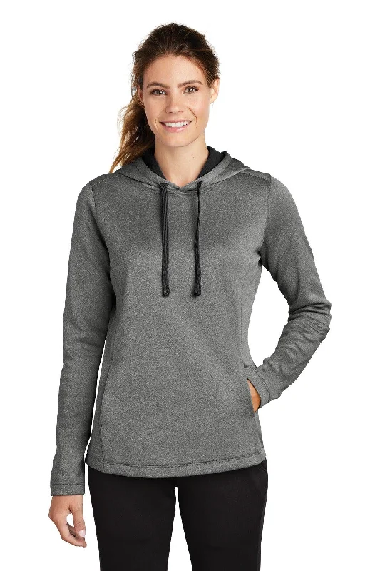 Sport-Tek Ladies PosiCharge Sport-Wick Heather Fleece Hooded Pullover. LST264 Wrist Length Sleeve