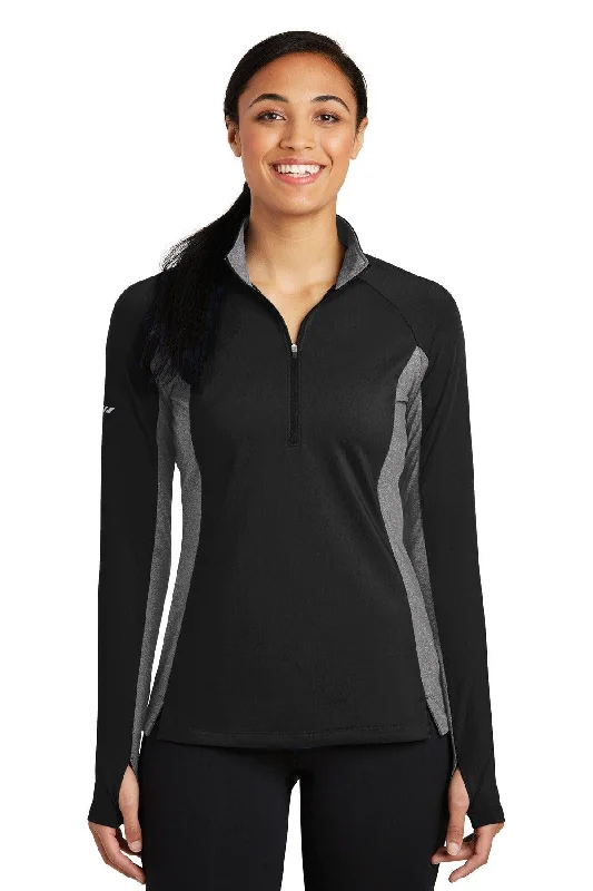 Sport-Tek Ladies Sport-Wick Stretch Contrast 1/4-Zip Pullover. LST854 Fleece Warm Pullover