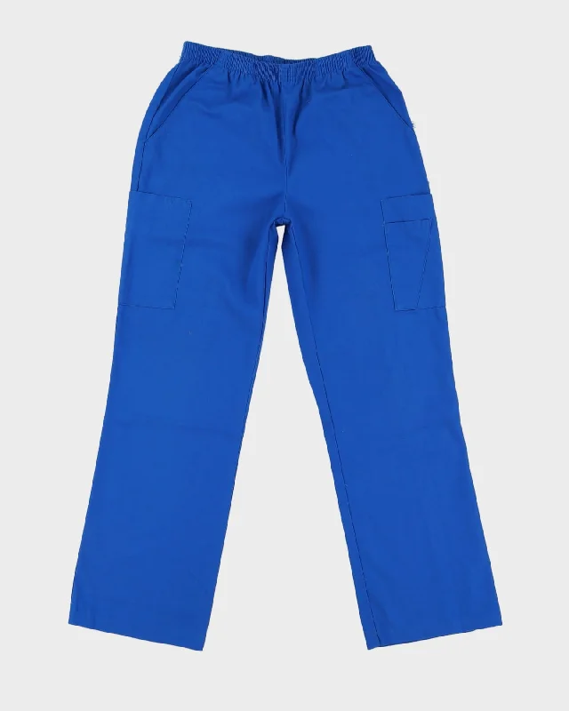 Blue Elasticated Waist Block Colour Trousers - XS W26-32 High Waist Slim Fit Ankle Length Blue Elasticated Waist Block Colour Trousers - XS W26-32 High Waist Slim Fit Ankle Length