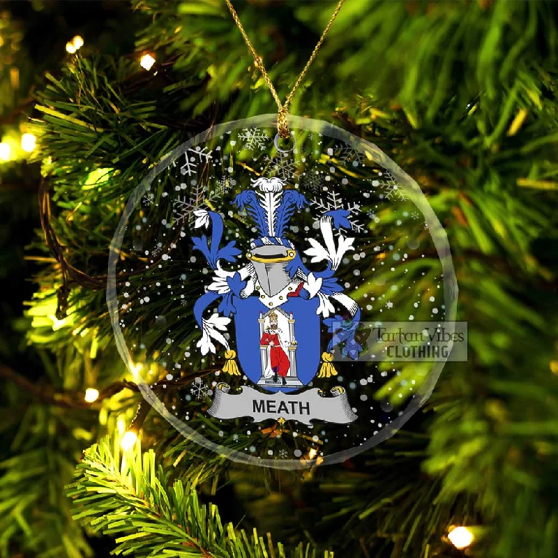 Meath Irish Clan Christmas Glass Ornament with Coat of Arms Front Pockets Side Pockets Patch Pockets