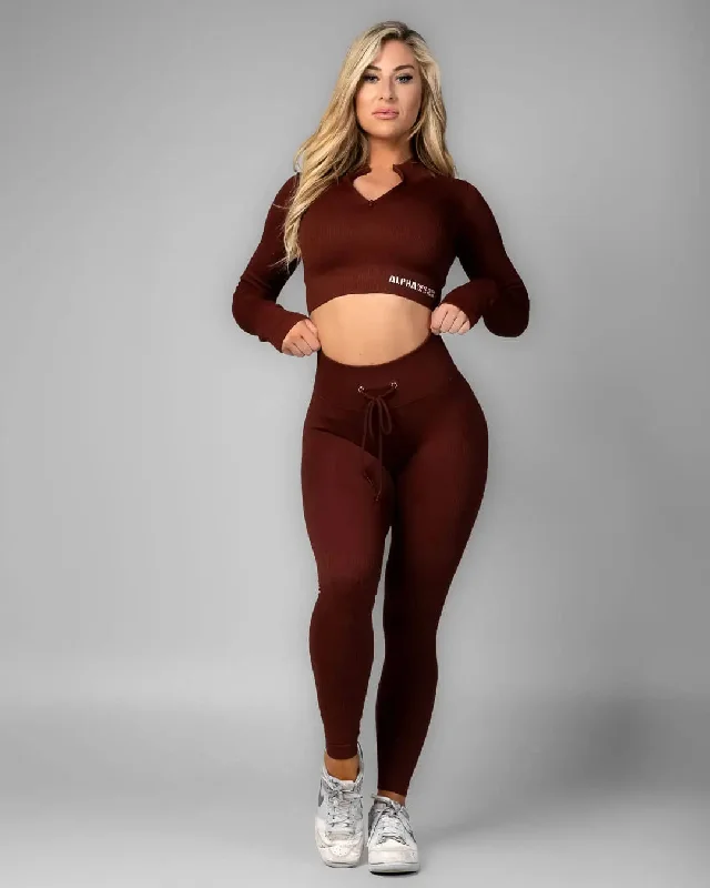 Ribbed Drawstring Leggings Comfortable Ribbed Sports Leggings