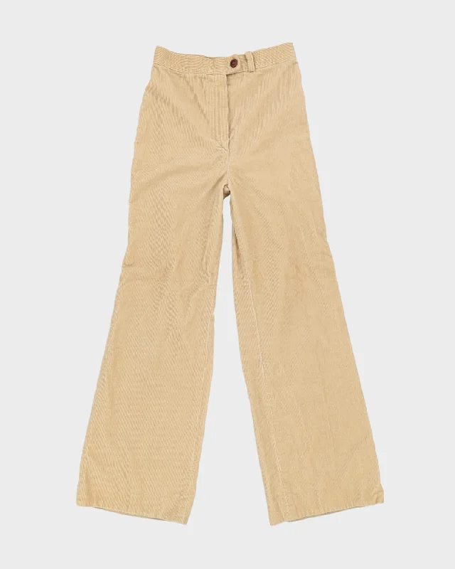 Vintage 80s Cream / Beige Cord Trousers - W28 L32 Trousers Prom Sequined