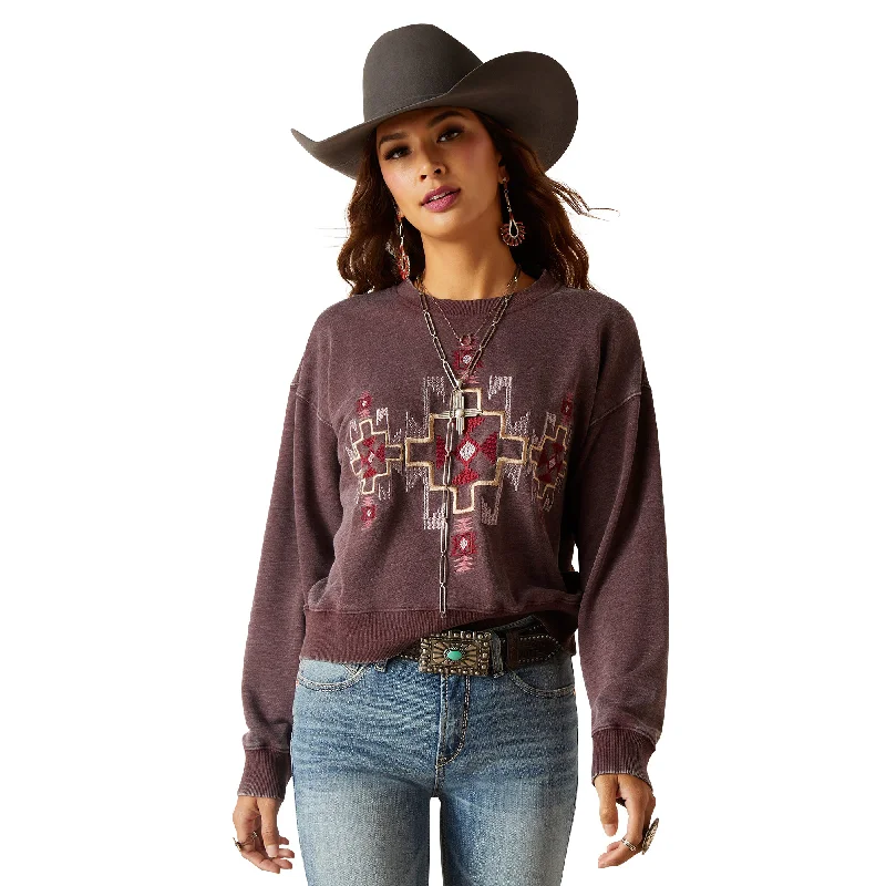 Ariat Ladies Larson Clove Brown Pullover Sweatshirt 10047258 Cowl Neck Pullover