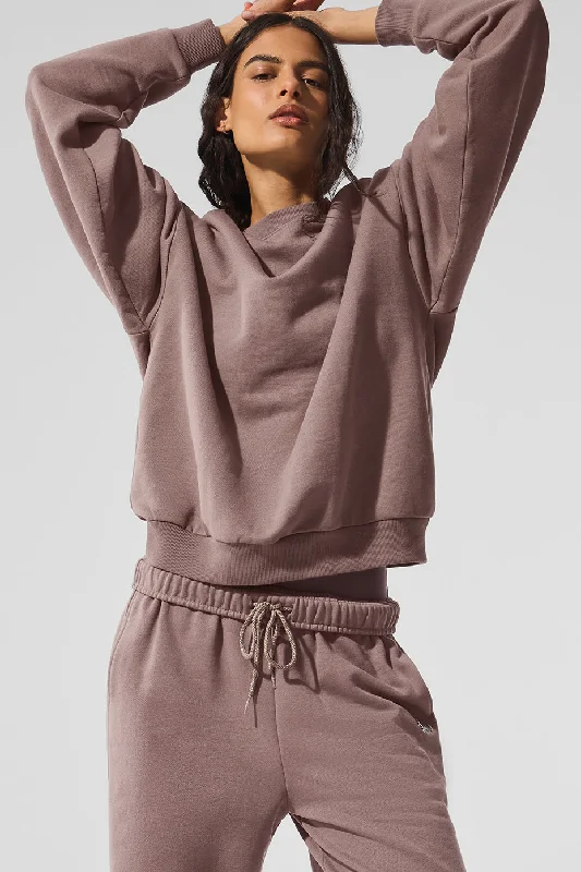 Accolade Crew Neck Pullover - Mushroom Tight Sleeve Top