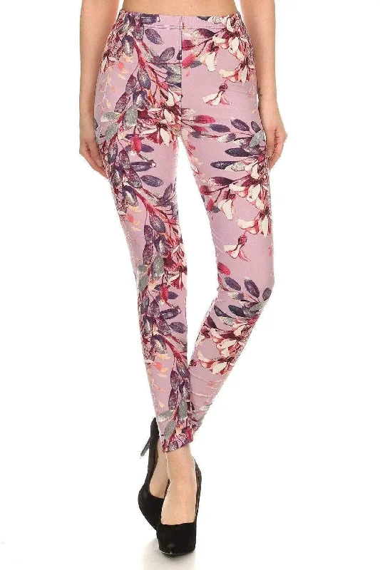 Blue Zone Planet | Floral Printed High-Waisted Knit Leggings In Skinny Fit With Elastic Waistband Stylish Capri Leggings Blue Zone Planet | Floral Printed High-Waisted Knit Leggings In Skinny Fit With Elastic Waistband Stylish Capri Leggings