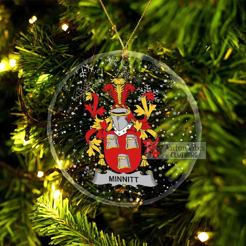 Minnitt Irish Clan Christmas Glass Ornament with Coat of Arms Parka Down Jacket Wool Coat