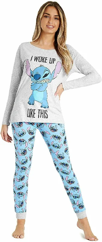 Disney Lilo & Stitch Ladies Pyjama Ser - Long Sleeve Top & Leggings Stylish Sweatproof Leggings