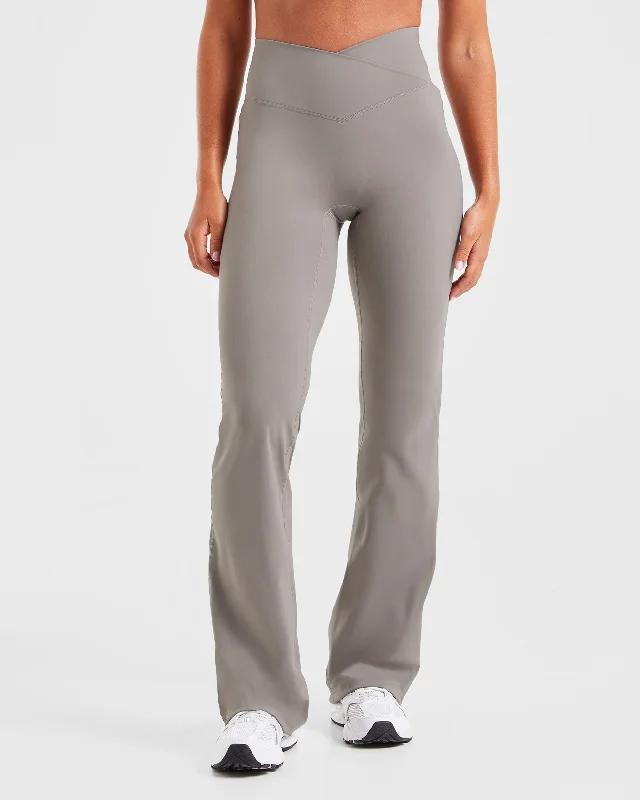 Sculpt Wrap Flared Leggings - Smoke Grey Trendy High-Waist Tummy Control Leggings