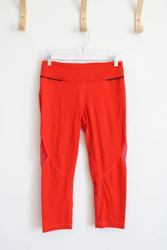 Alala Red Capri Athletic Leggings | M Stylish Printed Stretch Leggings
