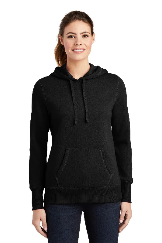 Sport-Tek Ladies Pullover Hooded Sweatshirt. LST254 Ruffled Neck Pullover