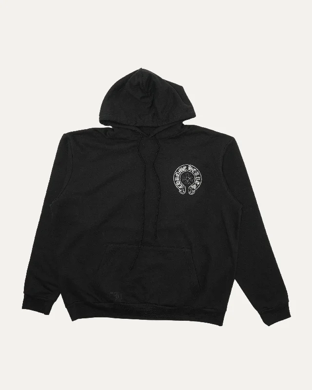 Vegas Glitter Print Horseshoe Logo Hoodie Hoodie with Ribbed Cuffs Snug Fit Comfort