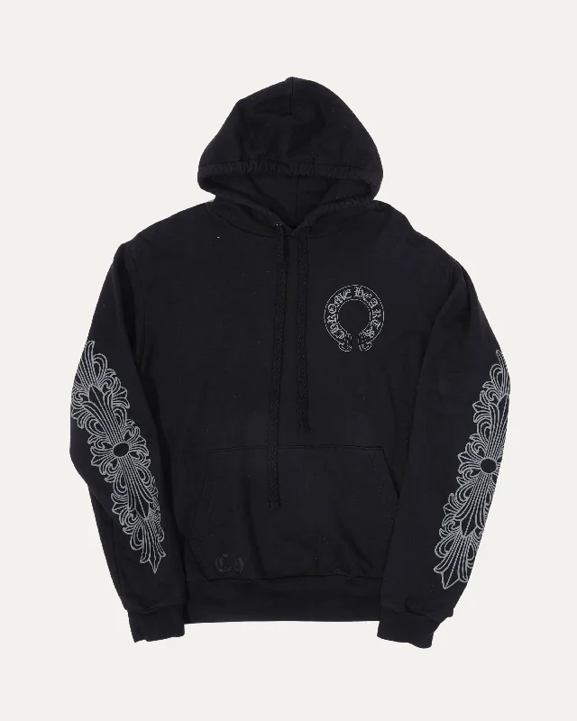 Friends and Family Glitter Print Horseshoe Logo Hoodie Hoodie with Snap Buttons Easy Quick