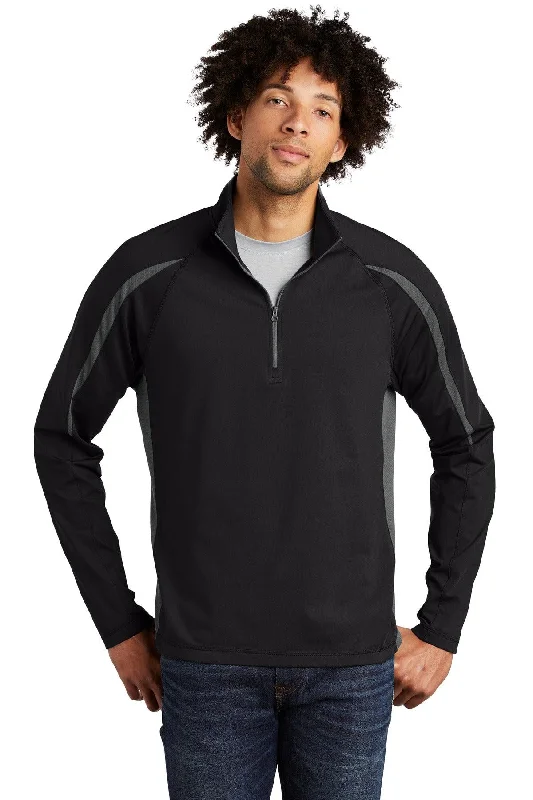 Sport-Tek Sport-Wick Stretch 1/2-Zip Colorblock Pullover. ST851 Plunging Neck Pullover