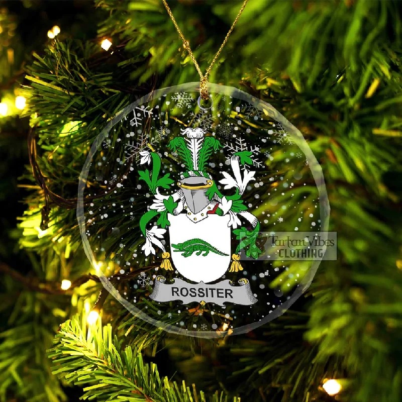 Rossiter Irish Clan Christmas Glass Ornament with Coat of Arms Cuffed Rolled Raglan