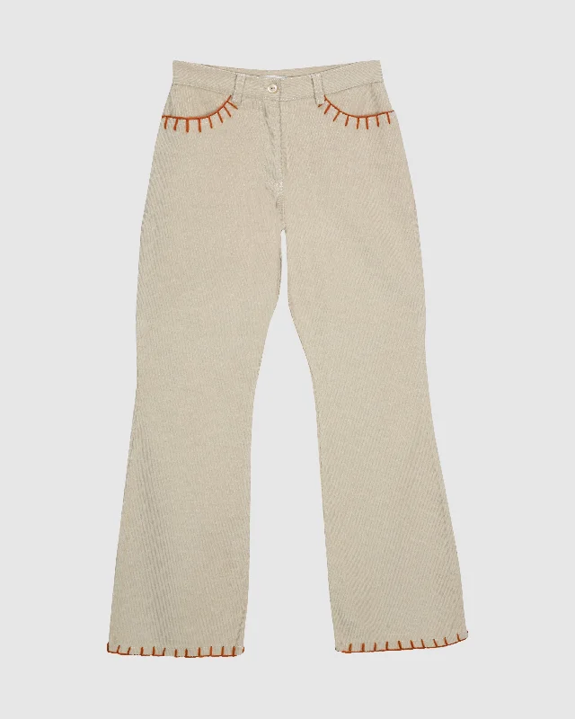 RUBI TROUSERS IN ECRU CORDUROY Trousers luxurious premium