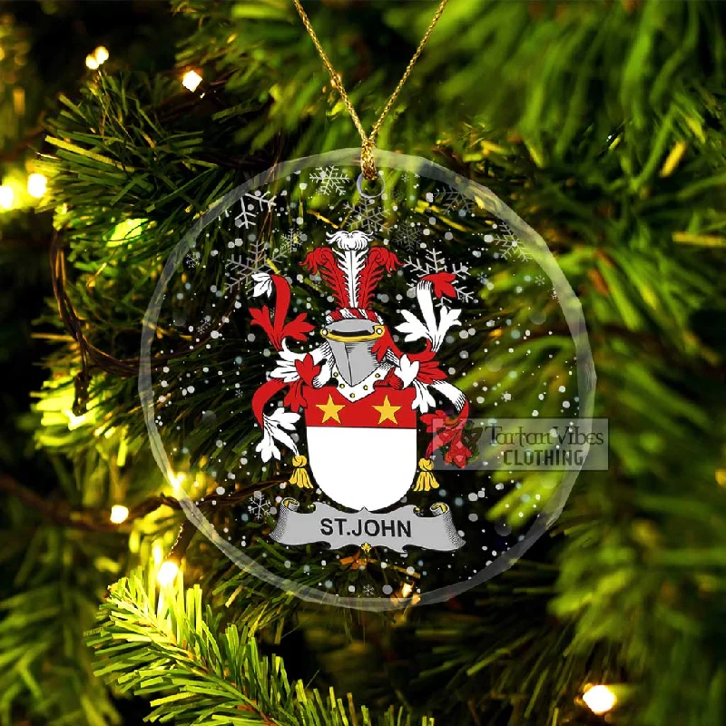 St.John Irish Clan Christmas Glass Ornament with Coat of Arms Parka Anorak Hoodie