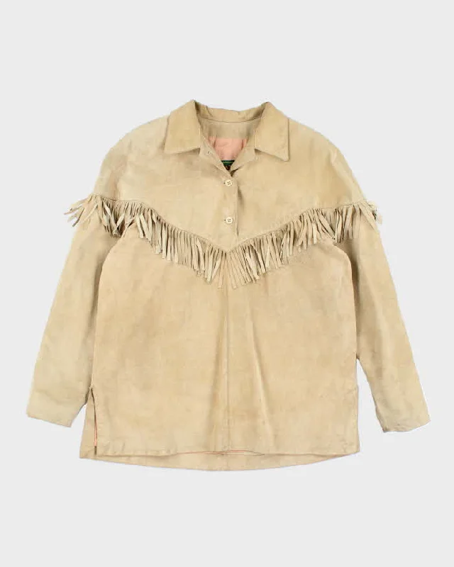Vintage 90's Women's Danier Western Suede Fringe Pullover Jacket - L Oblong Neck Pullover