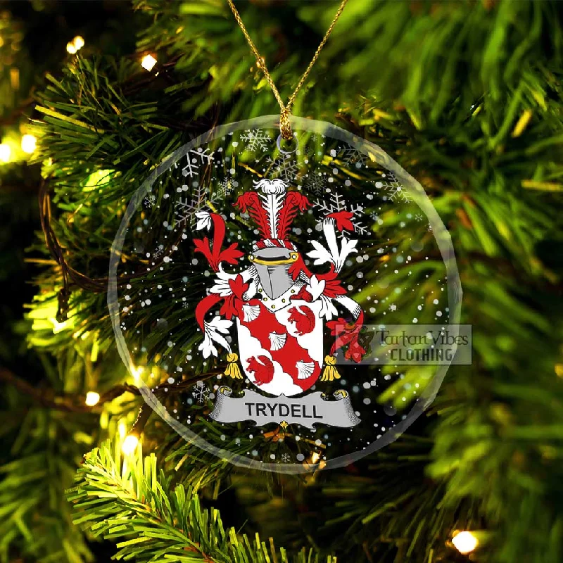 Trydell Irish Clan Christmas Glass Ornament with Coat of Arms Pleated Ruffled tiered
