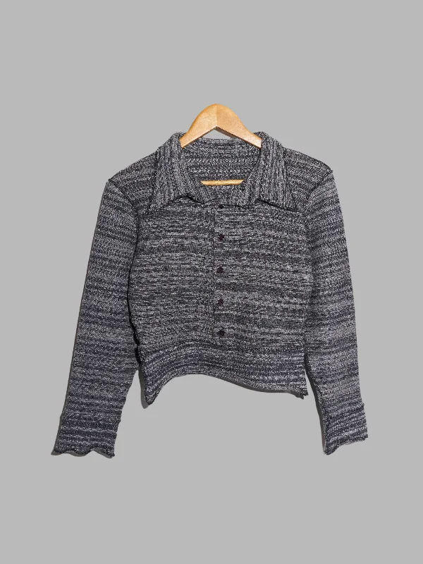 Jean Colonna heathered grey knit front button pullover sweater - size M Short Sleeve Top