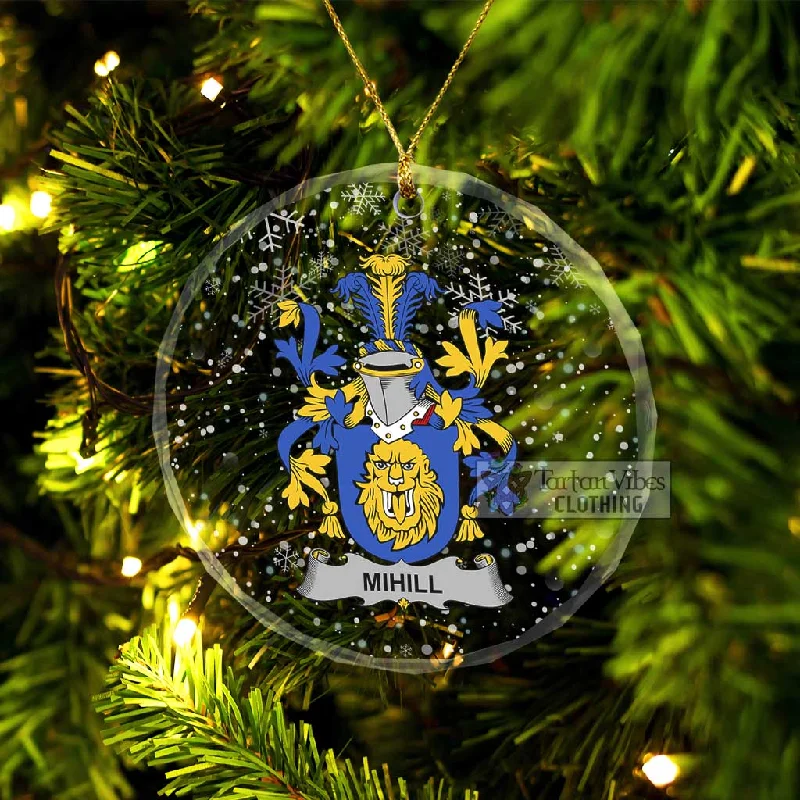 Mihill Irish Clan Christmas Glass Ornament with Coat of Arms Boat Neck Jacket Square Neck Jacket One-Shoulder Jacket