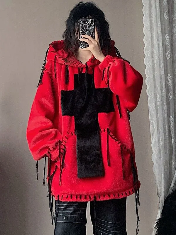 Imitation Fur Hooded Pullover【s0000000302】 Kimono Neck Pullover