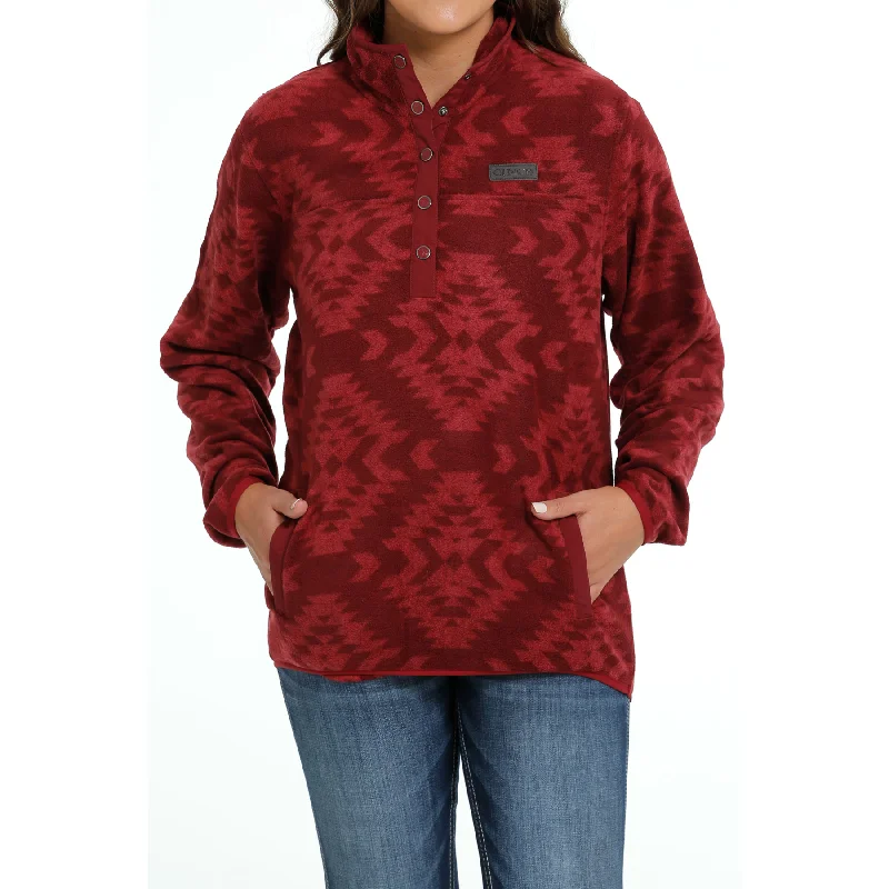 Cinch Ladies Red Polar Fleece Pullover MAK9820014 Port Neck Pullover