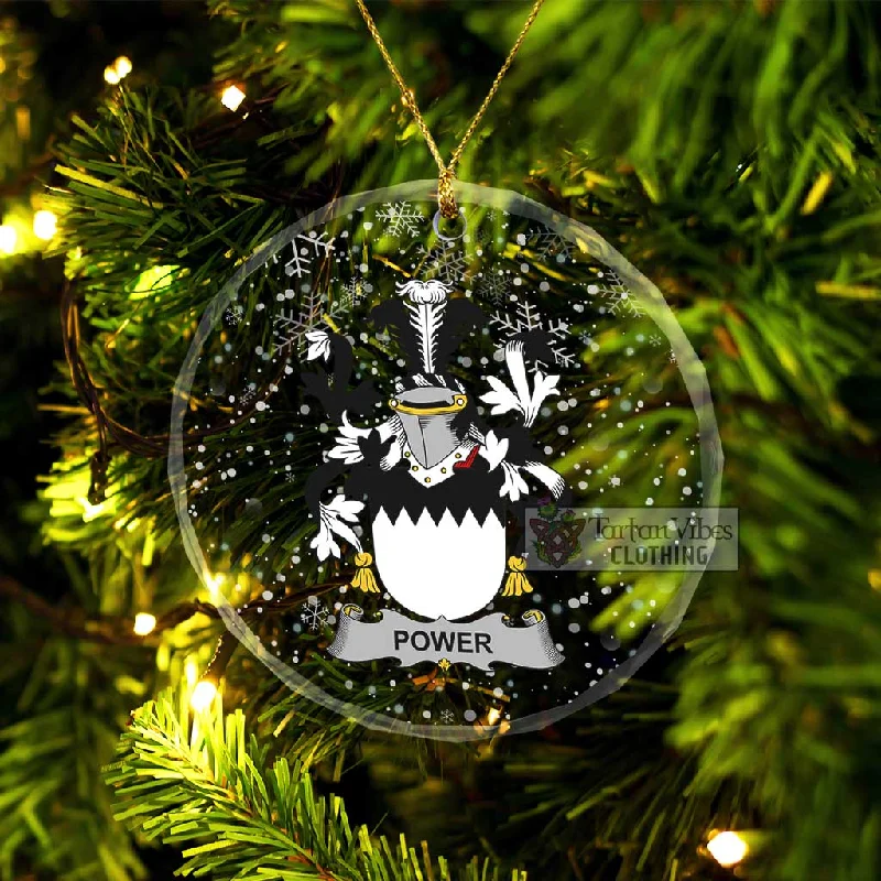 Power Irish Clan Christmas Glass Ornament with Coat of Arms Jersey Tulle Batik
