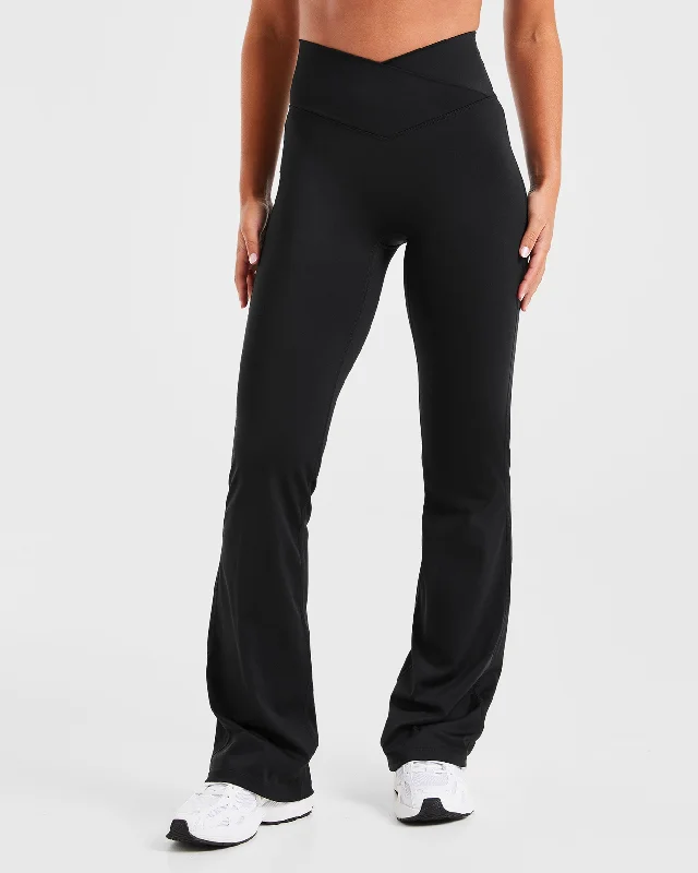 Sculpt Wrap Flared Leggings - Black Cozy Yoga Compression Leggings