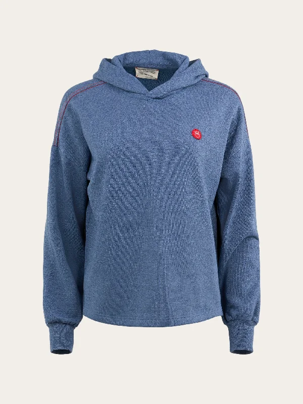 Hoodie REBORN™ - China Blue Hoodie with Hem Embroidery Detailed Premium