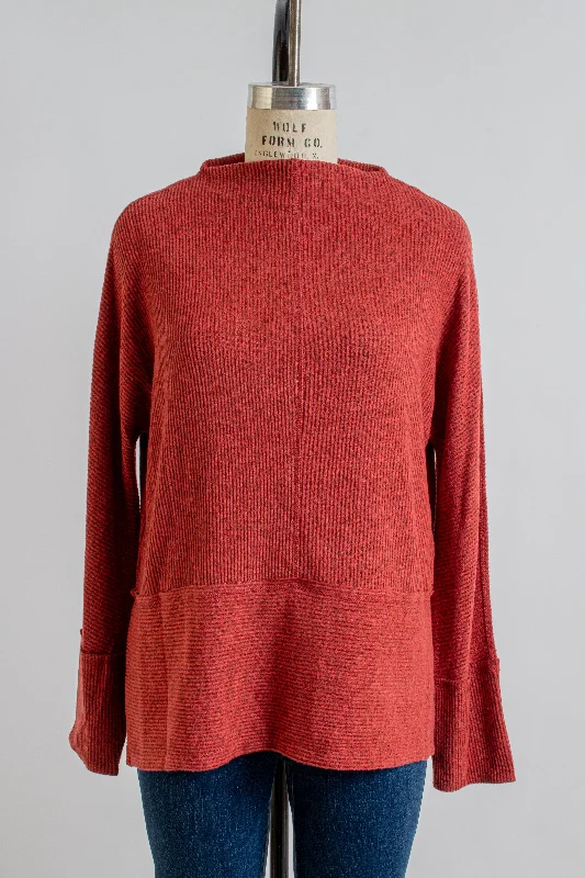Funnel Neck Pullover in Spice Mock Neck Pullover