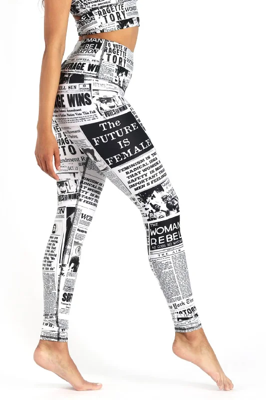 Feminist News Printed Yoga Leggings Chic Smooth Fit Leggings