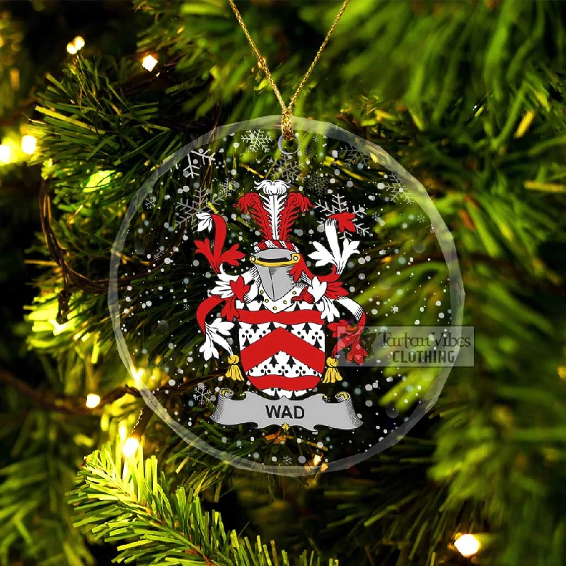 Wad Irish Clan Christmas Glass Ornament with Coat of Arms Striped Polka Dot Solid