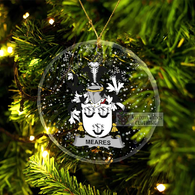 Meares Irish Clan Christmas Glass Ornament with Coat of Arms Welt Pockets Slit Pockets Flap Pockets