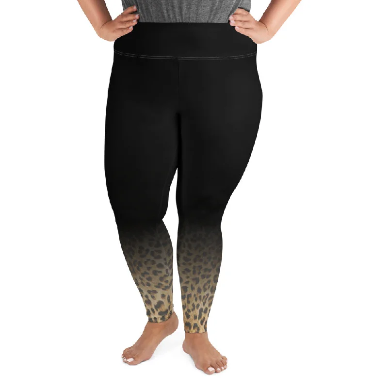 Shadow Leopard Print Plus Size Leggings Stylish Yoga Leggings