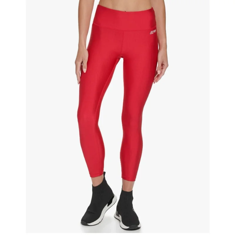 DKNY SPORT 7/8 Leggings Small Red Tummy Control High Waist Workout Yoga NWT Classic Solid Color Leggings