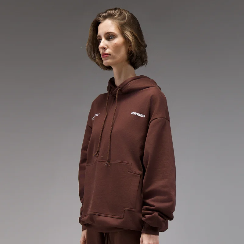 Superkicks | CORE 3.0 UNISEX HOODIE { BROWN Hoodie with Mock Neck Collared Structured