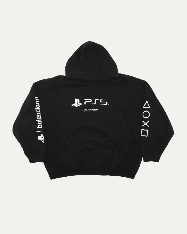 Sony PlayStation 5 Hoodie Hoodie with Hem Raw Edge Edgy Unfinished