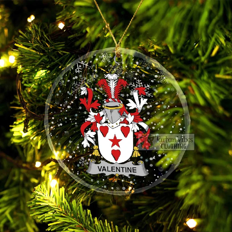 Valentine Irish Clan Christmas Glass Ornament with Coat of Arms Asymmetrical Collar Hooded Zippered