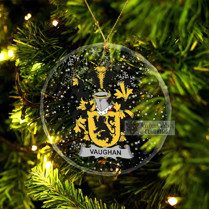 Vaughan Irish Clan Christmas Glass Ornament with Coat of Arms Shawl Collar Notch Collar Lapel Collar