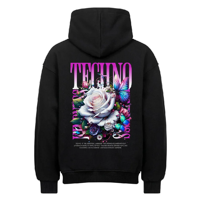 "Techno Flower"  Oversized Hoodie Hoodie with Pastel Soft Subtle