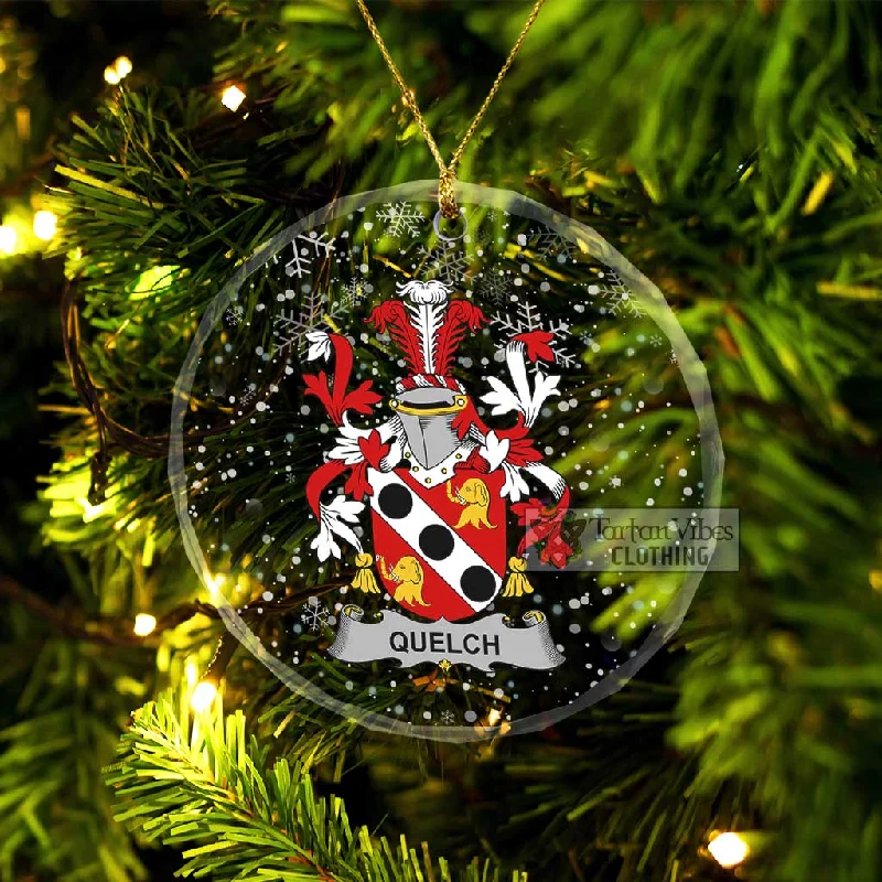 Quelch Irish Clan Christmas Glass Ornament with Coat of Arms Zip Front Button Front Snap Front