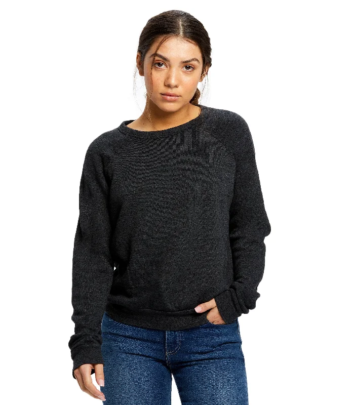 Women's Raglan Pullover Long Sleeve Crew Neck Gathered Sleeve Pullover
