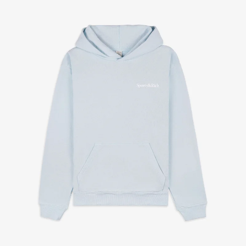 SPORTY & RICH | EAT MORE VEGGIES HOODIE { BABY BLUE/WHITE Hoodie with Puffed Sleeves Voluminous Trendy