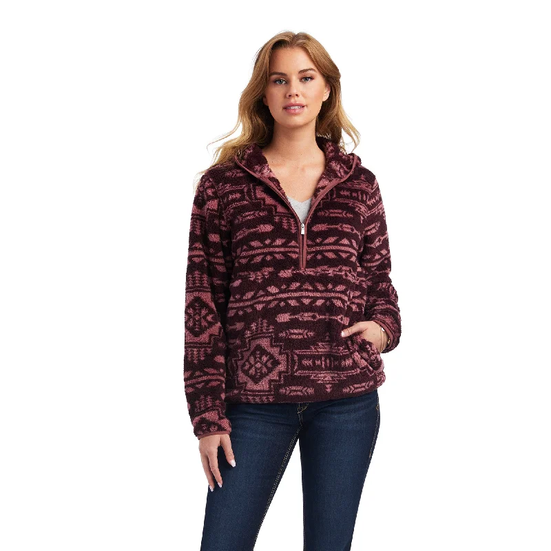 Ariat® Ladies R.E.A.L™ Berber Mulberry Brown Pullover 10041456 Ruffle Neck Pullover