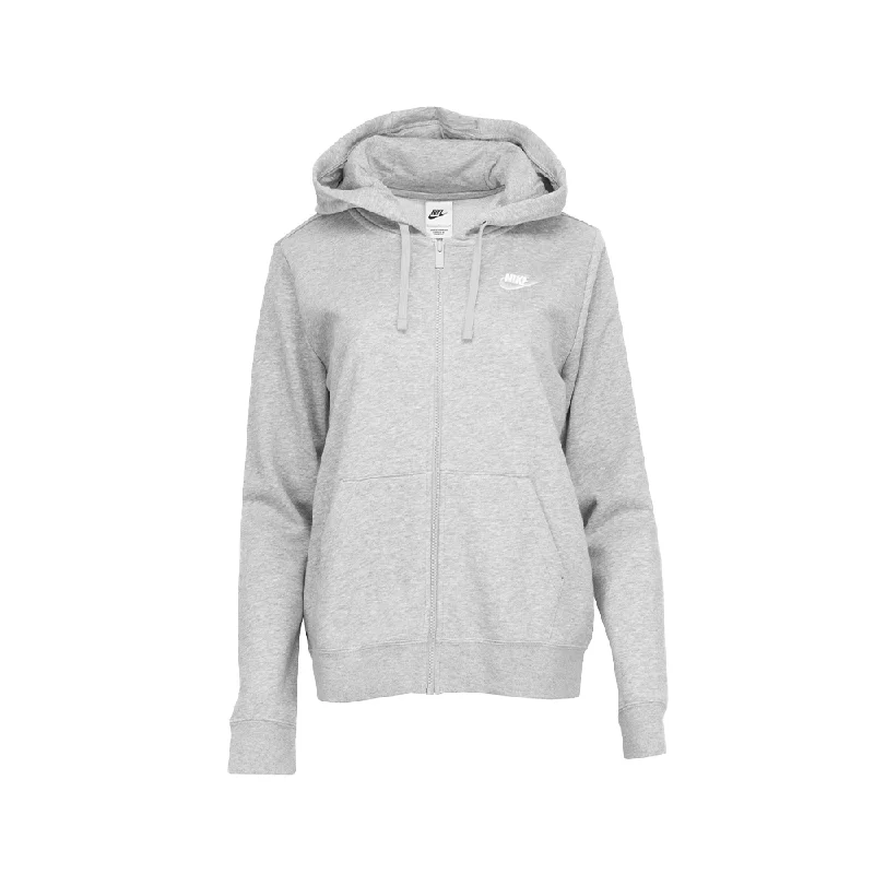 W NSW Club Fleece Full-Zip Hoodie 'Dark Grey Heather/White' Hoodie with Hidden Zipper Minimalist Clean