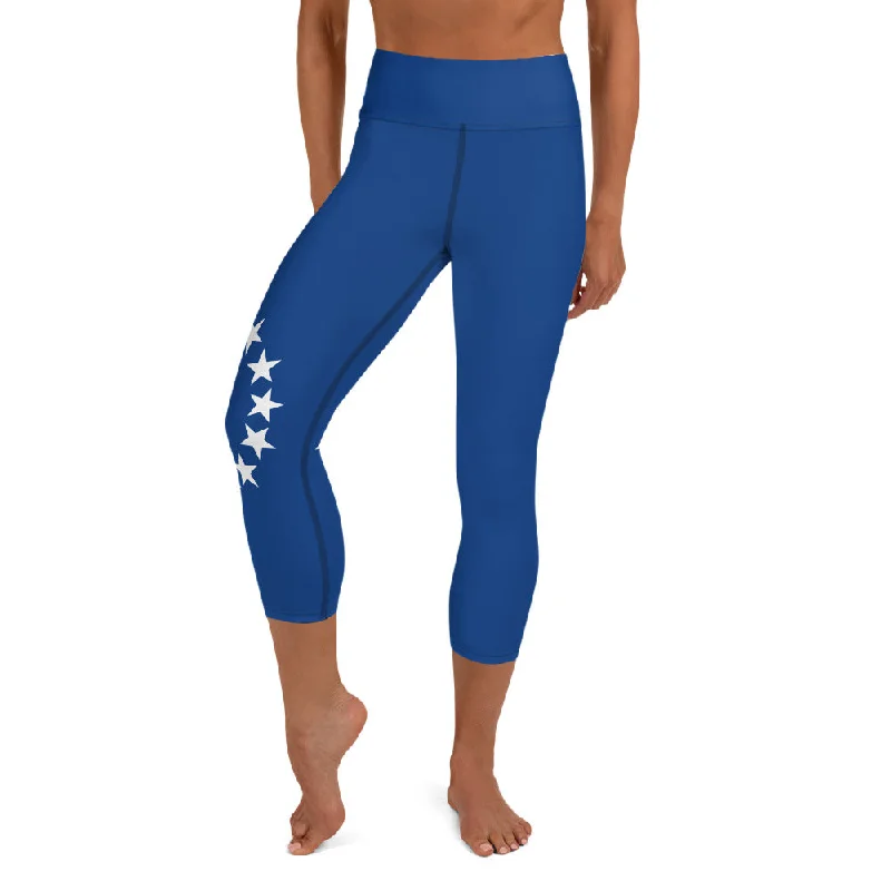 Betsy Ross Yoga Capri Leggings Fashionable Embroidered Detail Leggings