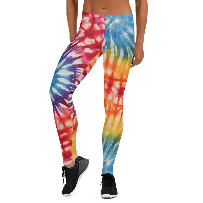 Electric Rainbow Tie Dye Leggings Stylish Ankle-Length Leggings
